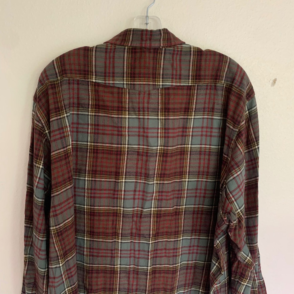 Polo Ralph Lauren XXL Plaid Flannel Shirt Red Gray Epaulet Button Front, Pockets - Picture 5 of 7